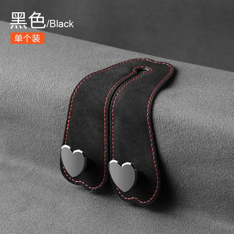 Heart Shape Car Headrest Hook – Suede Alloy Dual Hanger