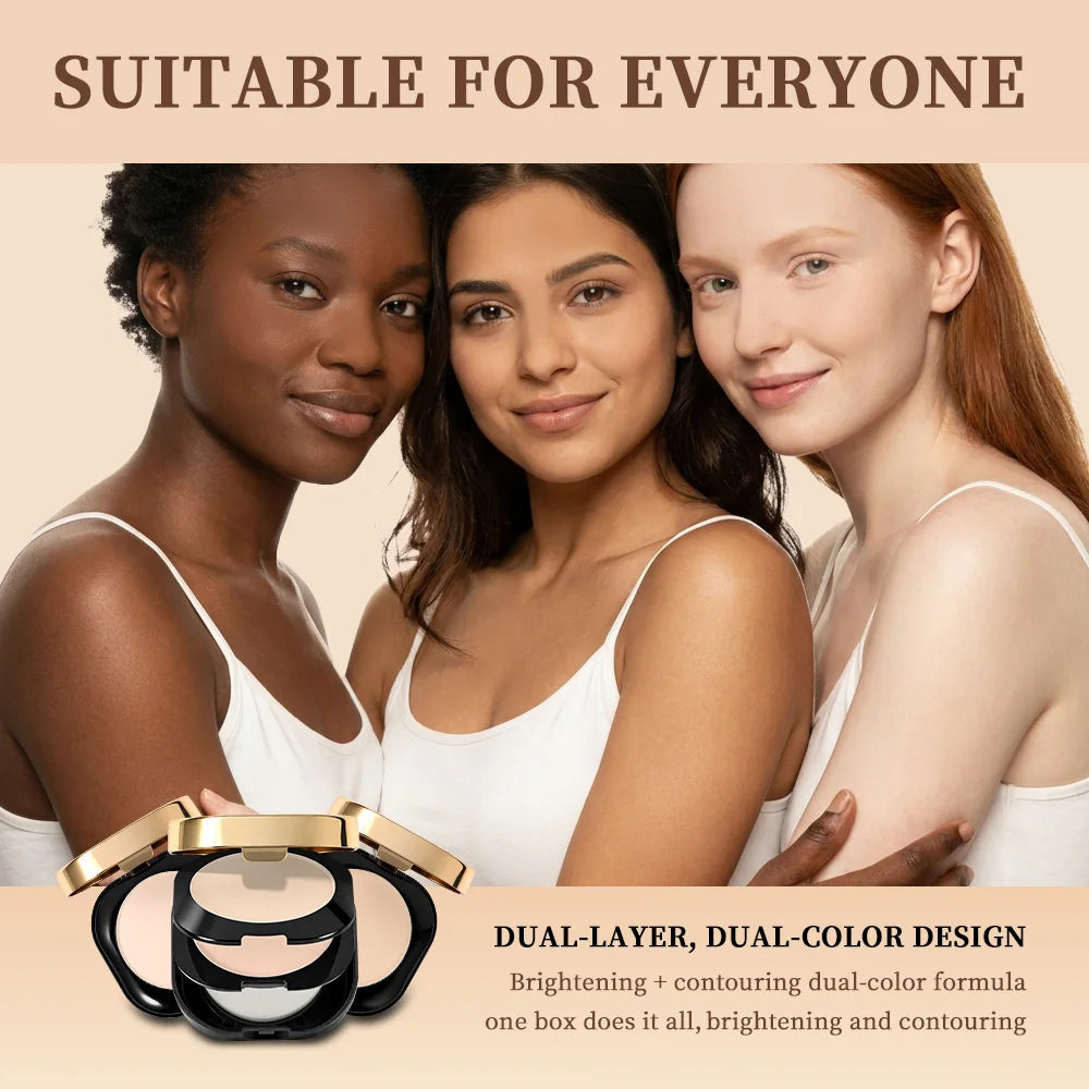 Collagen Pressed Powder Brightening & Contour 2 IN 1 Strong Oil Control Fine Silky Blendable Texture Nourishing Collagen Powder Peaceful Pleasures Health and Wellness