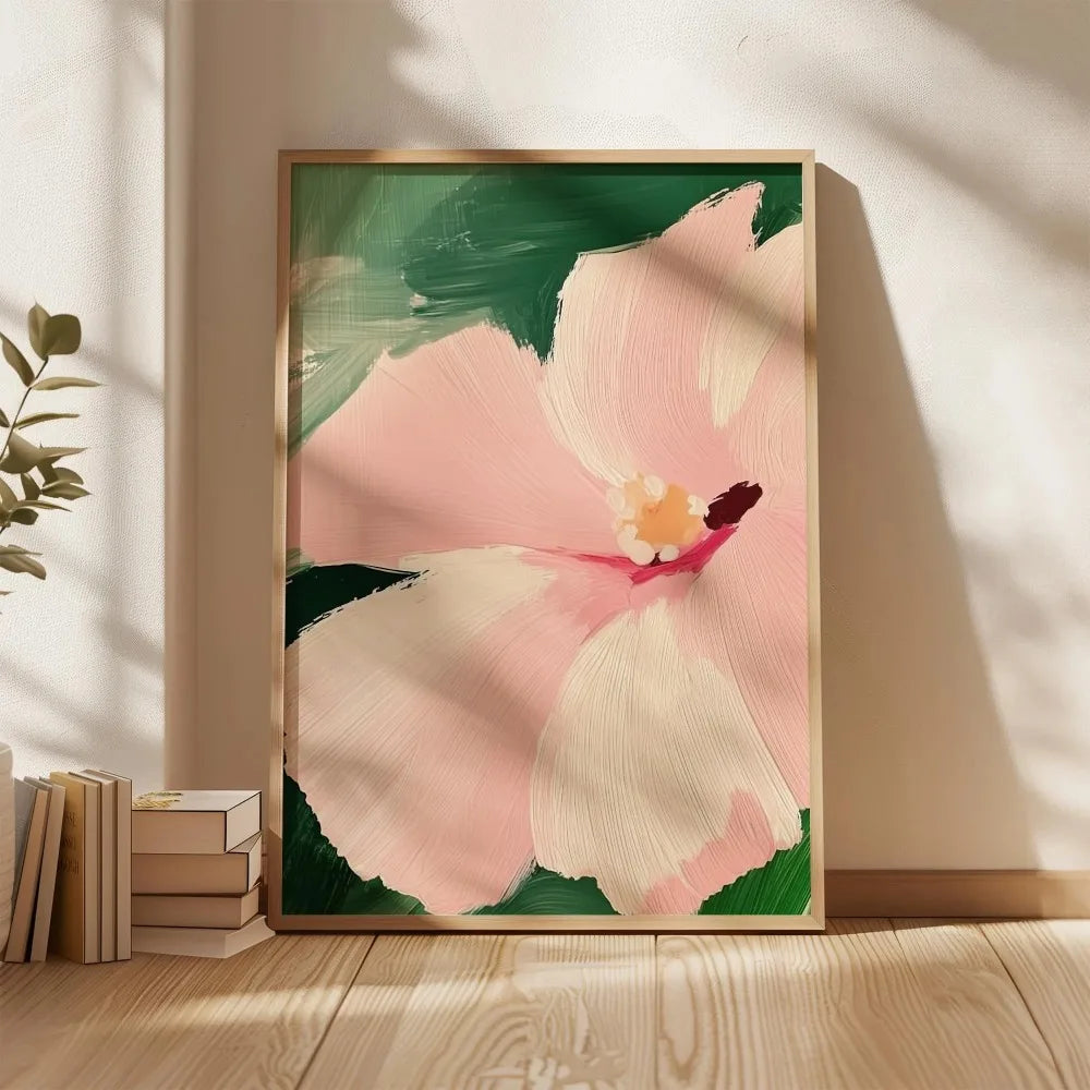 Retro Beige Floral Canvas Wall Art | Unframed Plant Print