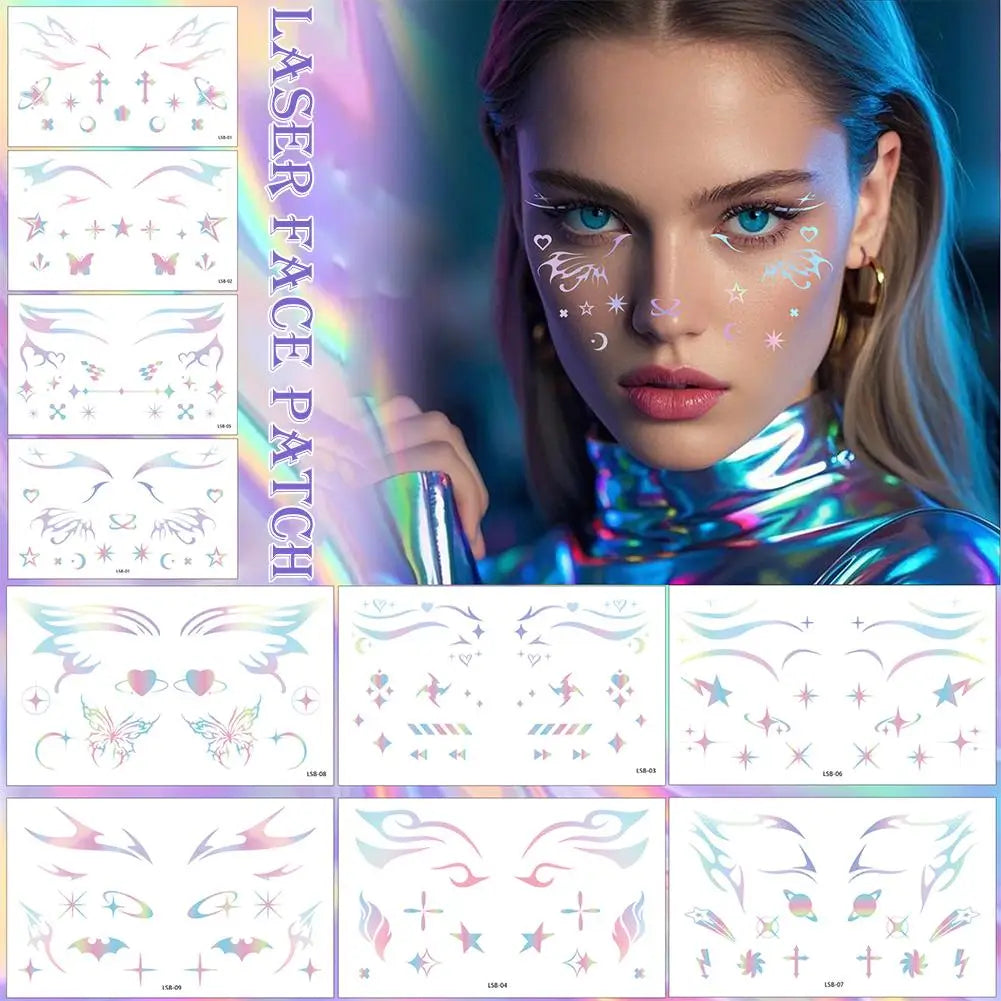 Laser Glitter Temporary Tattoo Face Stickers – Eye Decals