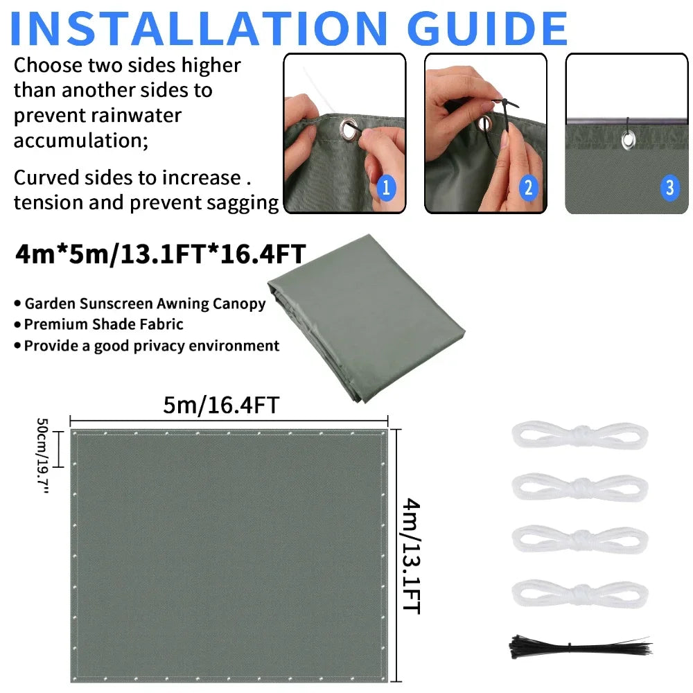 Waterproof Sun Shade Sail Awning with Grommets | UV Tarp