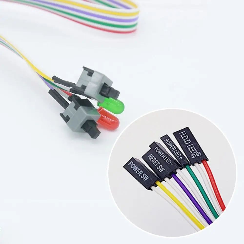 Durable PC Desktop Computer Case Power on Computer Cables Switch Cable Reset Connectors Peaceful Pleasures Health and Wellness