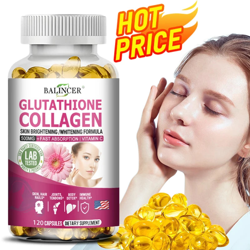 Glutathione Collagen Capsules,Brightening Skin and Anti-aging,Support Hair,Skin and Nail Health,Glutathione Supplement for Women Peaceful Pleasures Health and Wellness