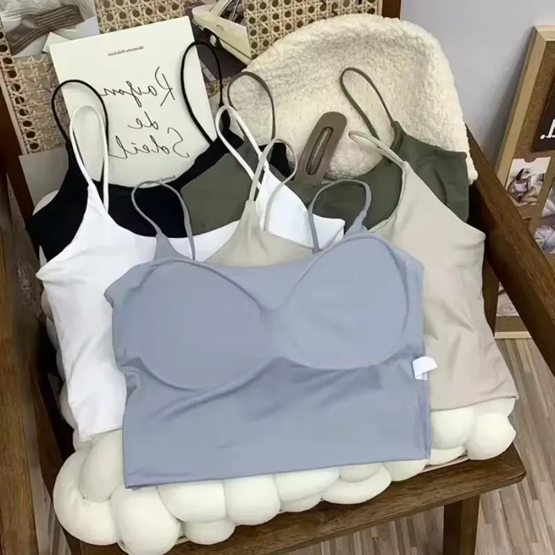 Women Seamless Ice Silk Padded Bra Top Camisole Crop Tank Top for Summer Yoga Workout Lounge Sleepwear Peaceful Pleasures Health and Wellness