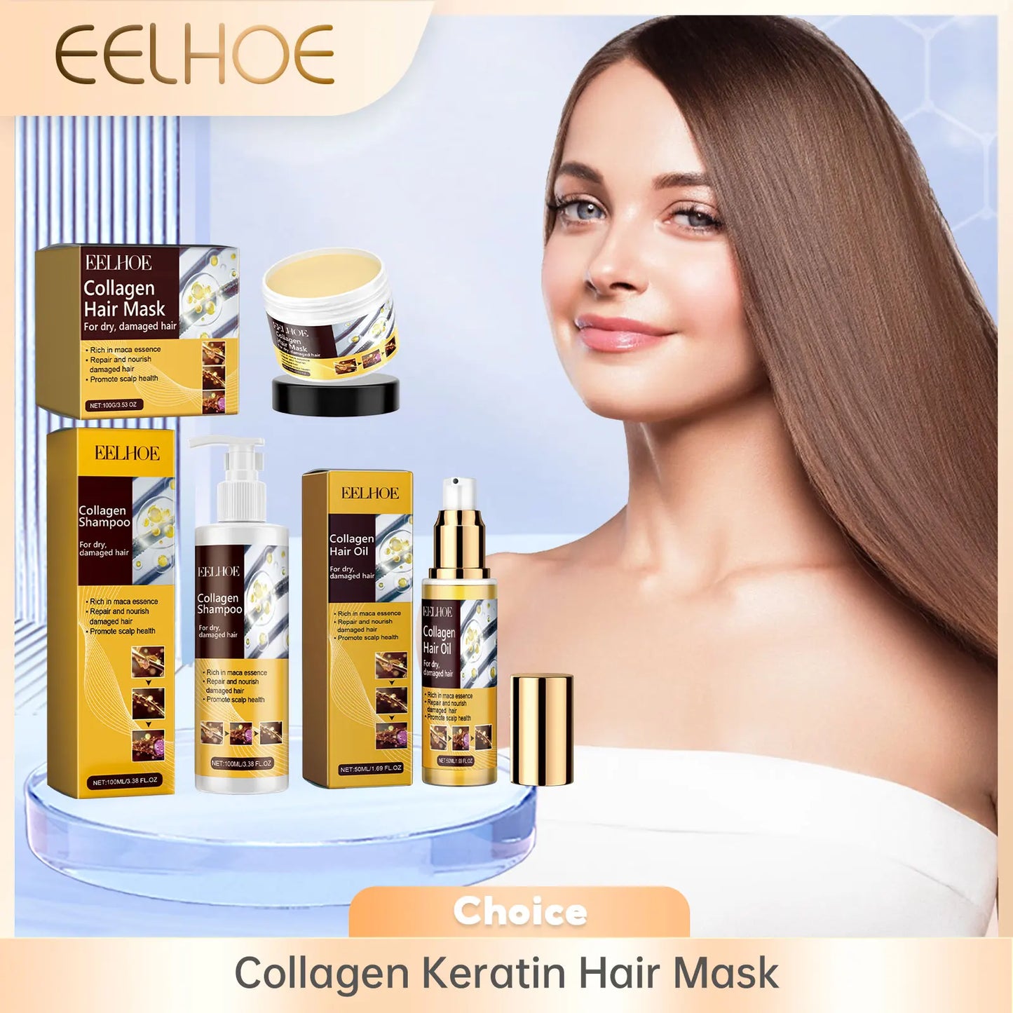Eelhoe Collagen Keratin Hair Mask – Repair Frizz & Moisturize