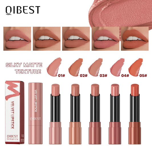 QIBEST Matte Lipstick Lasting Velvet Mist Nude Brown Red Lipstick Non-Stick Cup Classic Highly Pigmented Red Lip Stain Cosmetics Peaceful Pleasures Health and Wellness