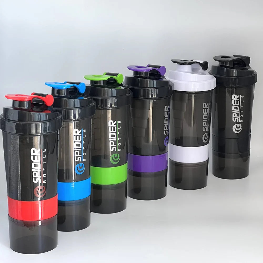 3-Layer Protein Shaker Bottle – Gym Mixing Cup & Water Bottle