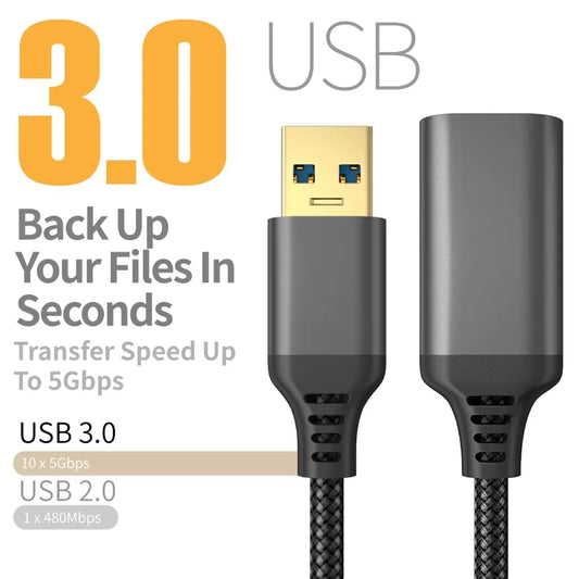 USB 3.0 Extension Cable Nylon Braided Male to Female High Speed 5Gbps Data Transfer Cord for Computer Printer Camera Peaceful Pleasures Health and Wellness