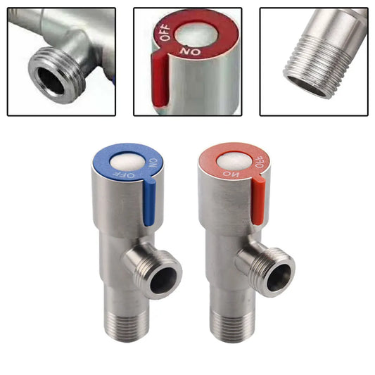 Stainless Steel Triangle Valve 1 2 Bathrooms Kitchens Cold Water Stop Peaceful Pleasures Health and Wellness Blue