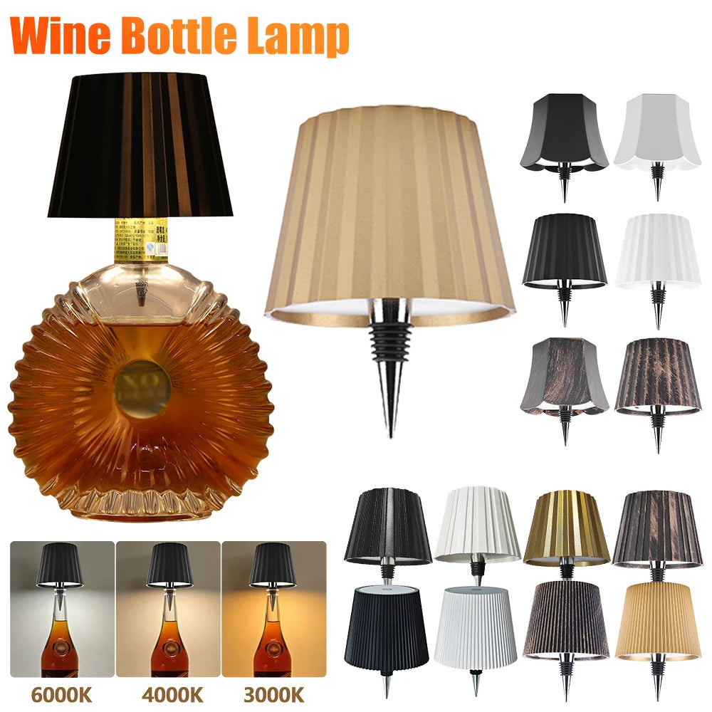 Wireless LED Desk Lamp Creative Wine Bottle Lamp Detachable Portable Charging Touch Atmosphere Decorative Lamp for Bedside Hote Peaceful Pleasures Health and Wellness