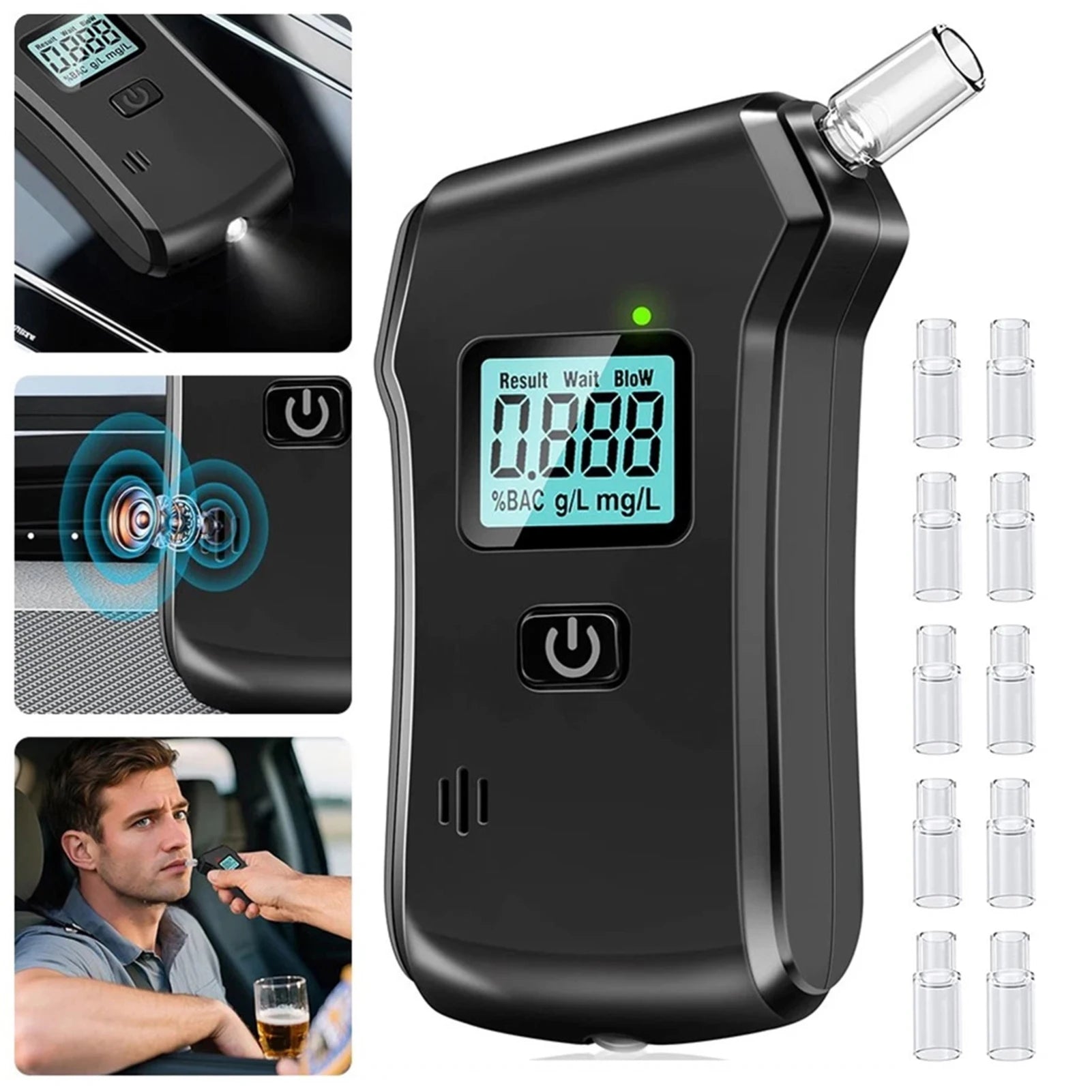 Breath Alcohols Tester,High-Accuracy Breathalyzers with LCD Display Portable Rechargeable Diagnostics Tool For Alcohols Testing Peaceful Pleasures Health and Wellness