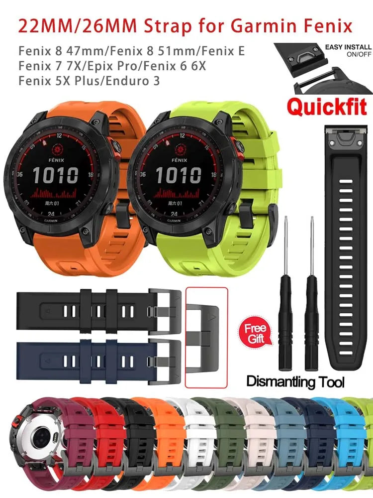 Silicone QuickFit Watch Band for Garmin Fenix & Instinct 22/26mm Peaceful Pleasures Health and Wellness