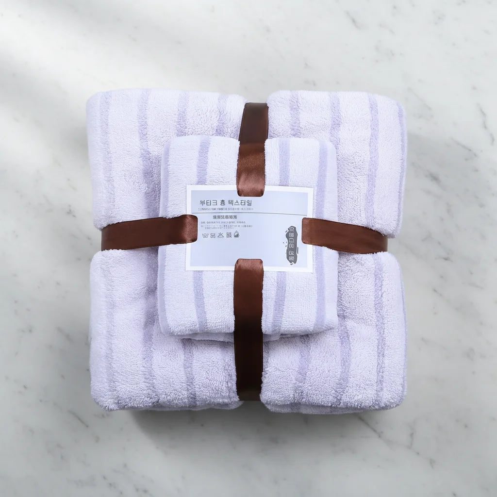 Coral Fleece Bath Towel Set Soft Absorbent Parent Child Two Piece Set Peaceful Pleasures Health and Wellness