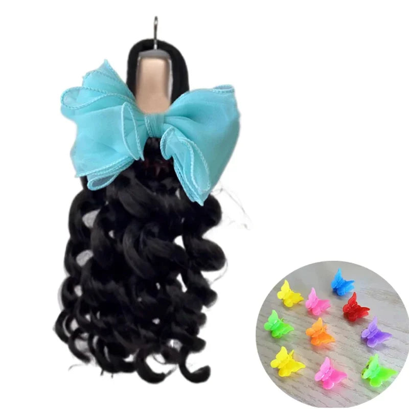 NEW 2pcs/Little Girls Ponytail Hair Extensions Kanekalon Human Hair Like Curly Wavy Private-lable Hair 10 Roots for Black Girls Peaceful Pleasures Health and Wellness colors 7