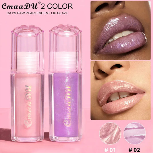 CmaaDU Pearlescent Glitter Lip Gloss – Plumping Mirror Shine Lip Gloss Oasis Select