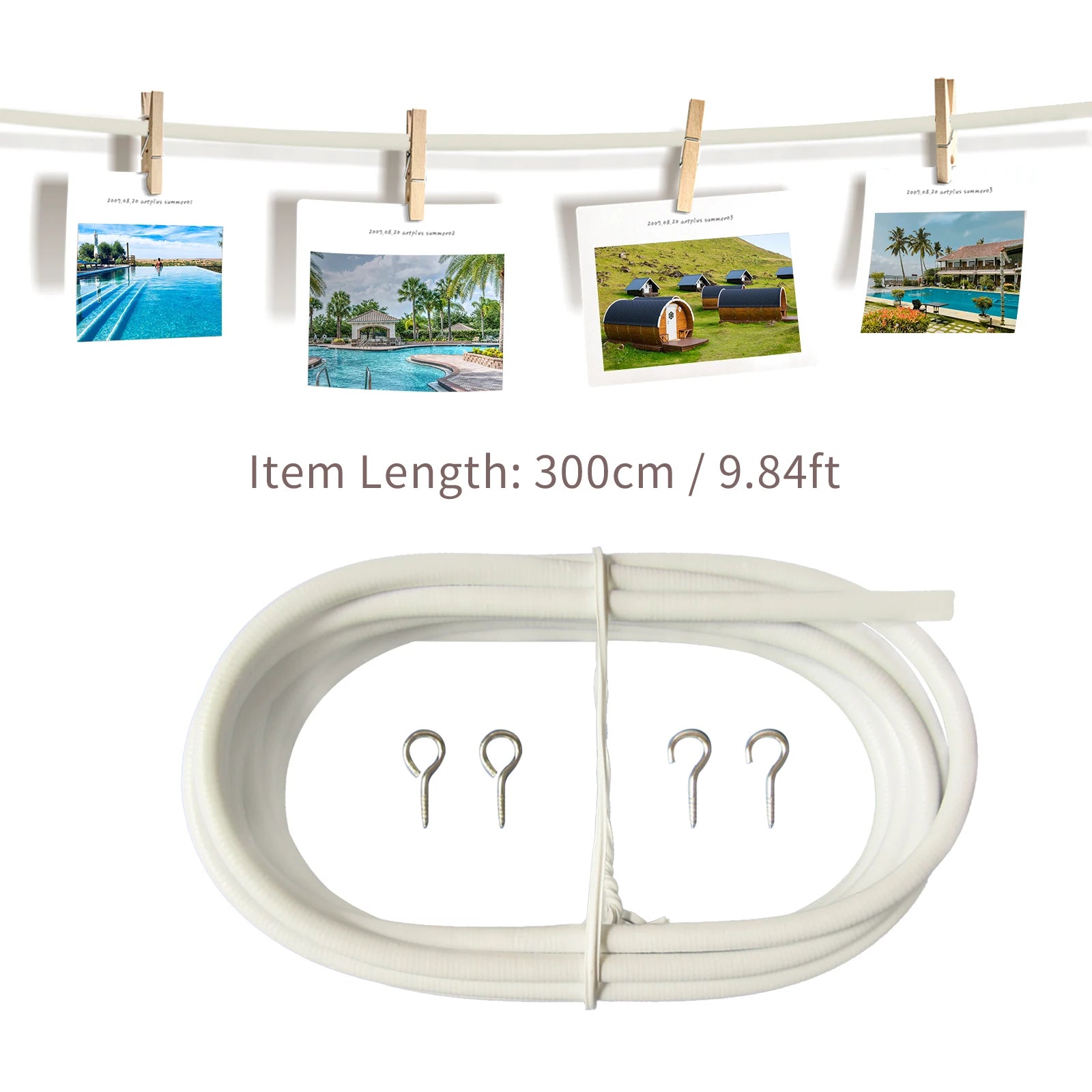 10FT Curtain Wire With 4 Hooks DIY Curtain Rod Picture Hanging Wire Wire Hanging Cord Picture Hanging Wire Peaceful Pleasures Health and Wellness