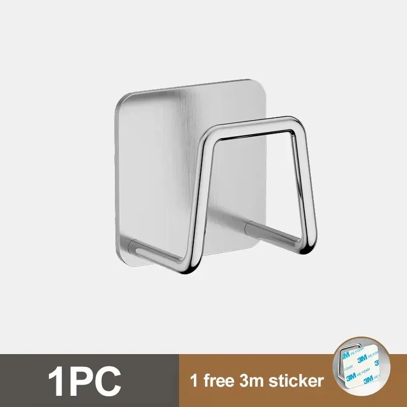 1/2/3/4/5PC Stainless Steel Hanging Hook Storage Rack Sink Sponges Drain Drying Rack Self Adhesive Storage Holder Wall Hooks Peaceful Pleasures Health and Wellness Silver-1PC