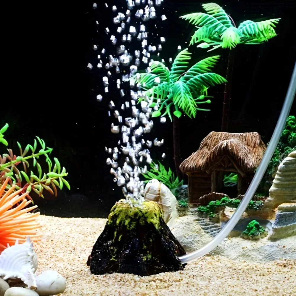 Aquarium Volcano Bubble Stone Fish Tank Ornament Decoration