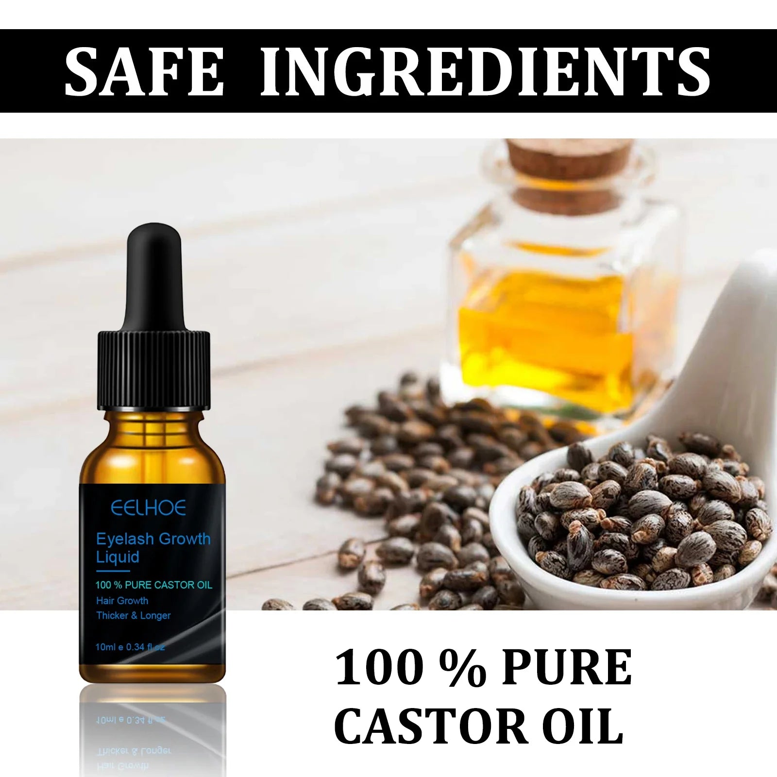 Castor Oil Eyebrow & Eyelash Growth Serum | 10ml Peaceful Pleasures Health and Wellness