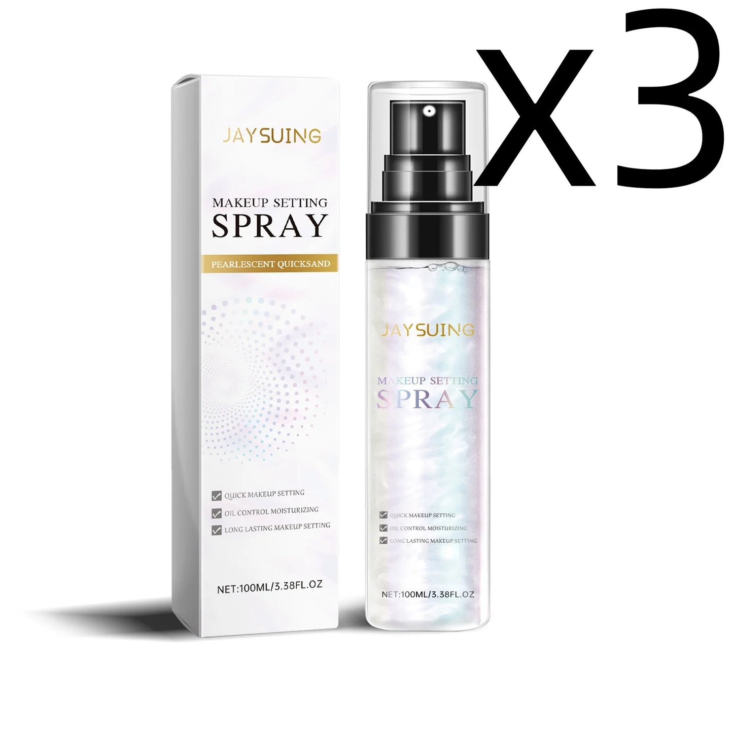 Jaysuing Makeup Setting Spray Lasting Makeup Hold Oil Control Quickly Drying Brighten Skin Tone Natural Lock Makeup Fixer Spray Peaceful Pleasures Health and Wellness 100ml Boxed X 3PCS
