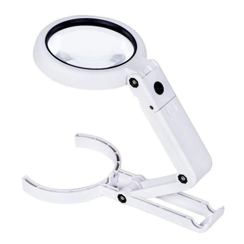 2-in-1 Foldable Portable Handheld Magnifying Glass with LED Lights for Newspaper Reading and Repair Tool Peaceful Pleasures Health and Wellness
