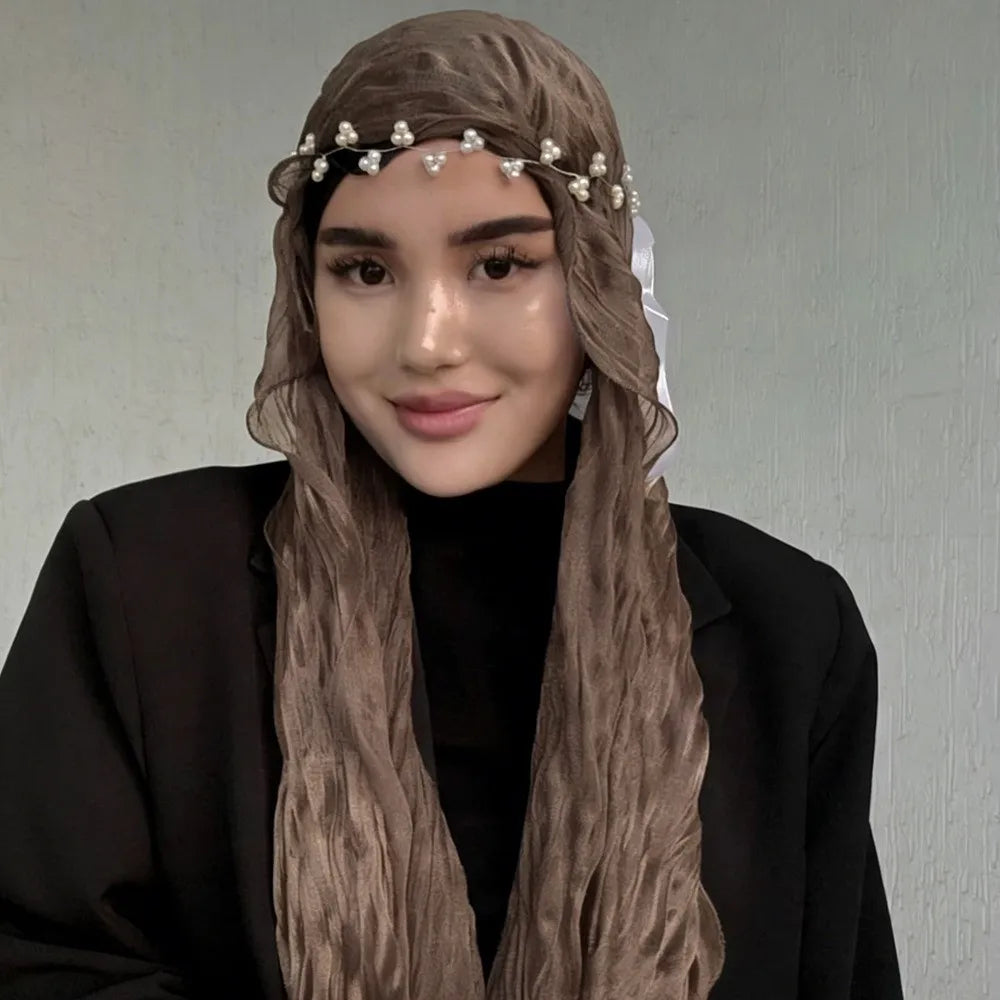Solid Chiffon Scarf – Ruffled Shawl, Hijab & Wrap for Women
