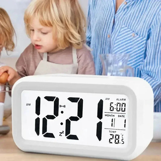 Electronic Wall Clock Silent Mini Alarm Date Backlight 12/24H Temperature Week Countdown Powered Digital Clocks. Battery Desk Peaceful Pleasures Health and Wellness