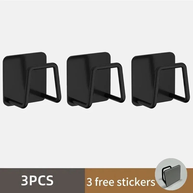 Household Basin Storage Rack Sponge Rack Bathroom and Toilet Storage Hook Non Perforated Wall Mounted Basin Artifact Practical Peaceful Pleasures Health and Wellness 3PCS-black