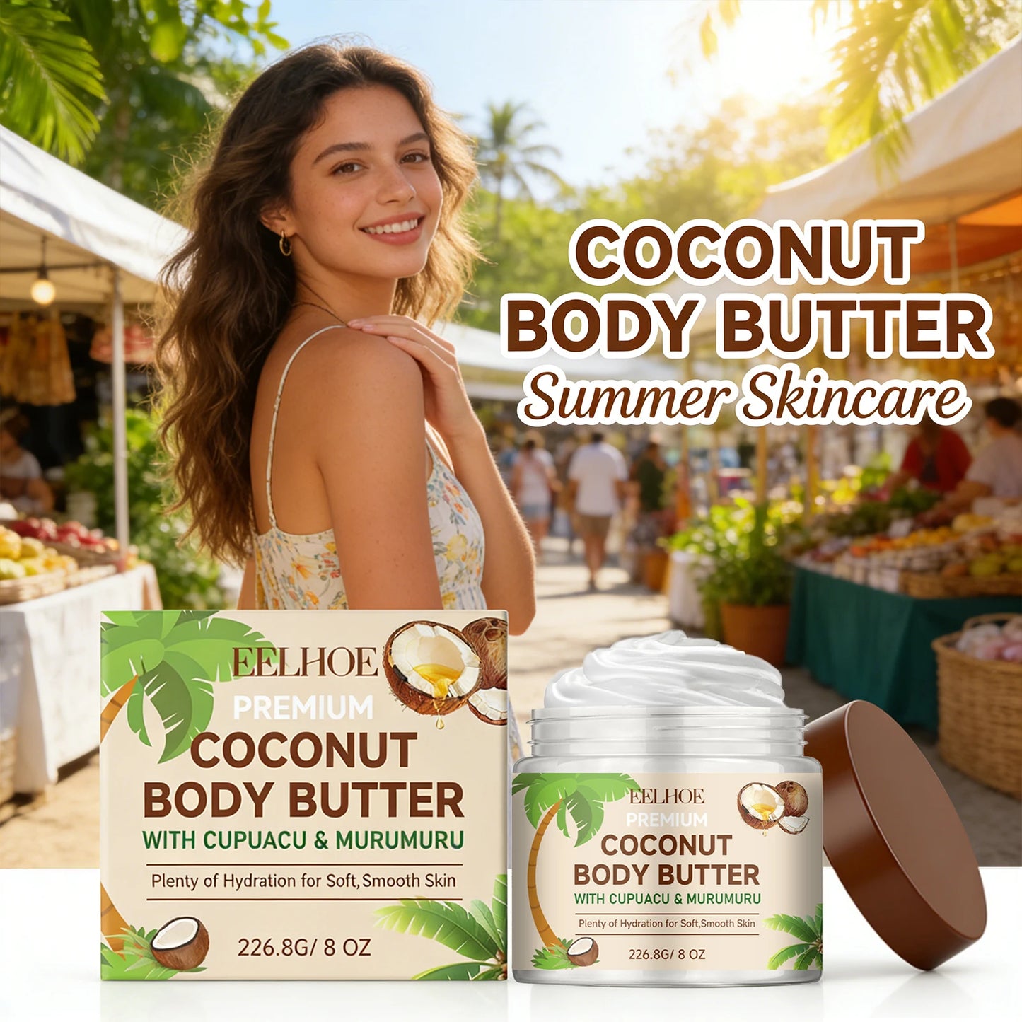 Coconut Moisturizing Body Lotion Soothing Skin Improving Skin Elasticity Reducing Dryness Long-Lasting Hydration Body Care Cream Peaceful Pleasures Health and Wellness