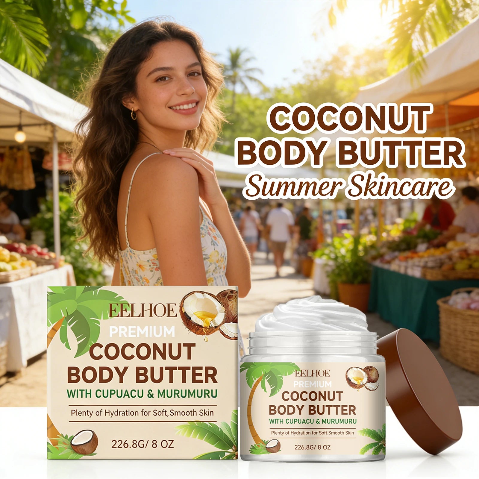 Coconut Moisturizing Body Lotion Soothing Skin Improving Skin Elasticity Reducing Dryness Long-Lasting Hydration Body Care Cream Peaceful Pleasures Health and Wellness