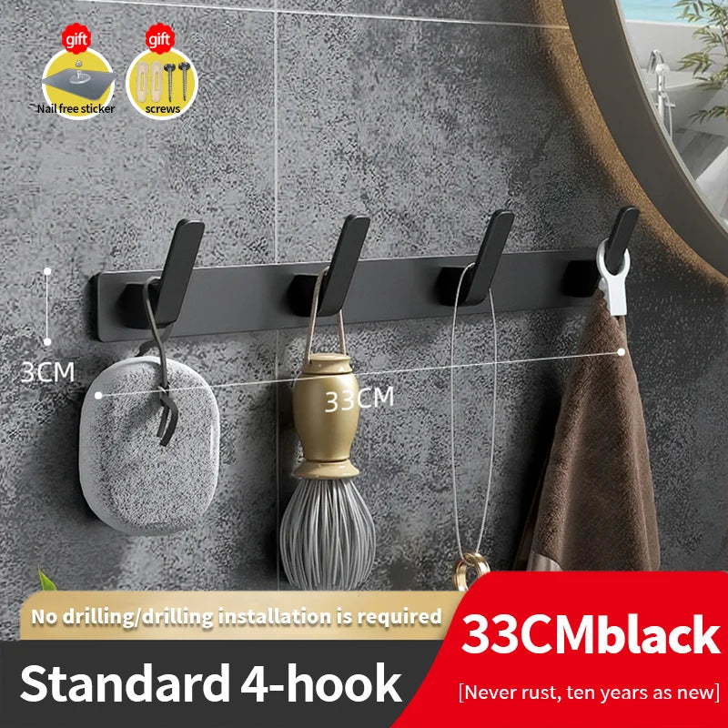 YUNJIEYA 6-Hook Aluminum Wall Rack | Kitchen & Bathroom Hooks
