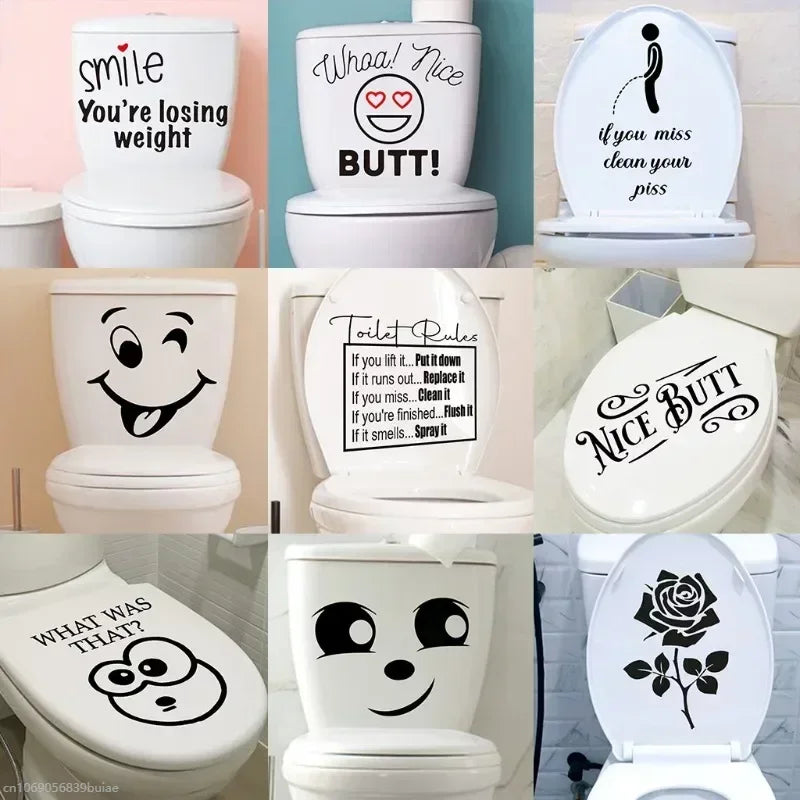 Funny Bathroom Toilet Sign Wall Stickers | Waterproof PVC Decals