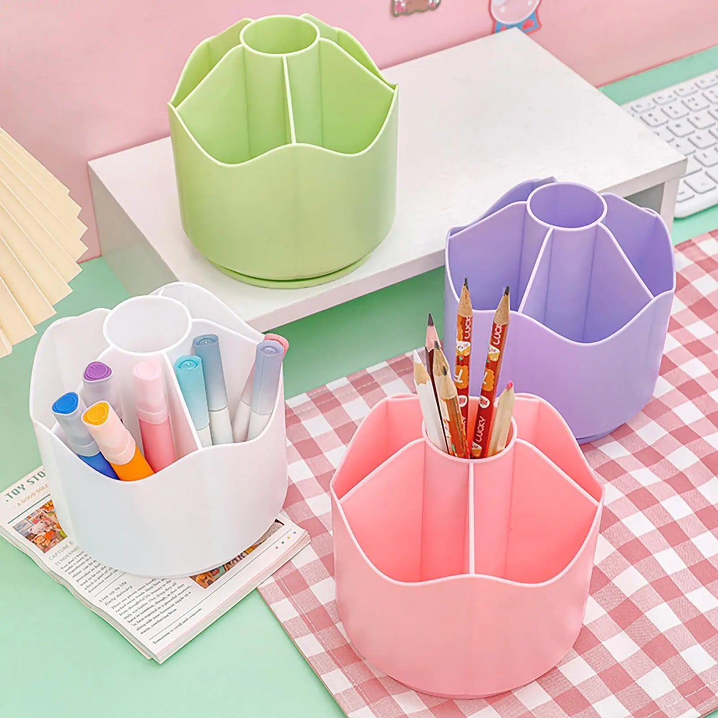 Rotating Pen Holder Organizer 360 Degree Spinnings Desktop Storage For Pens Markers Brushes, Space Saving Desk Organizer Peaceful Pleasures Health and Wellness