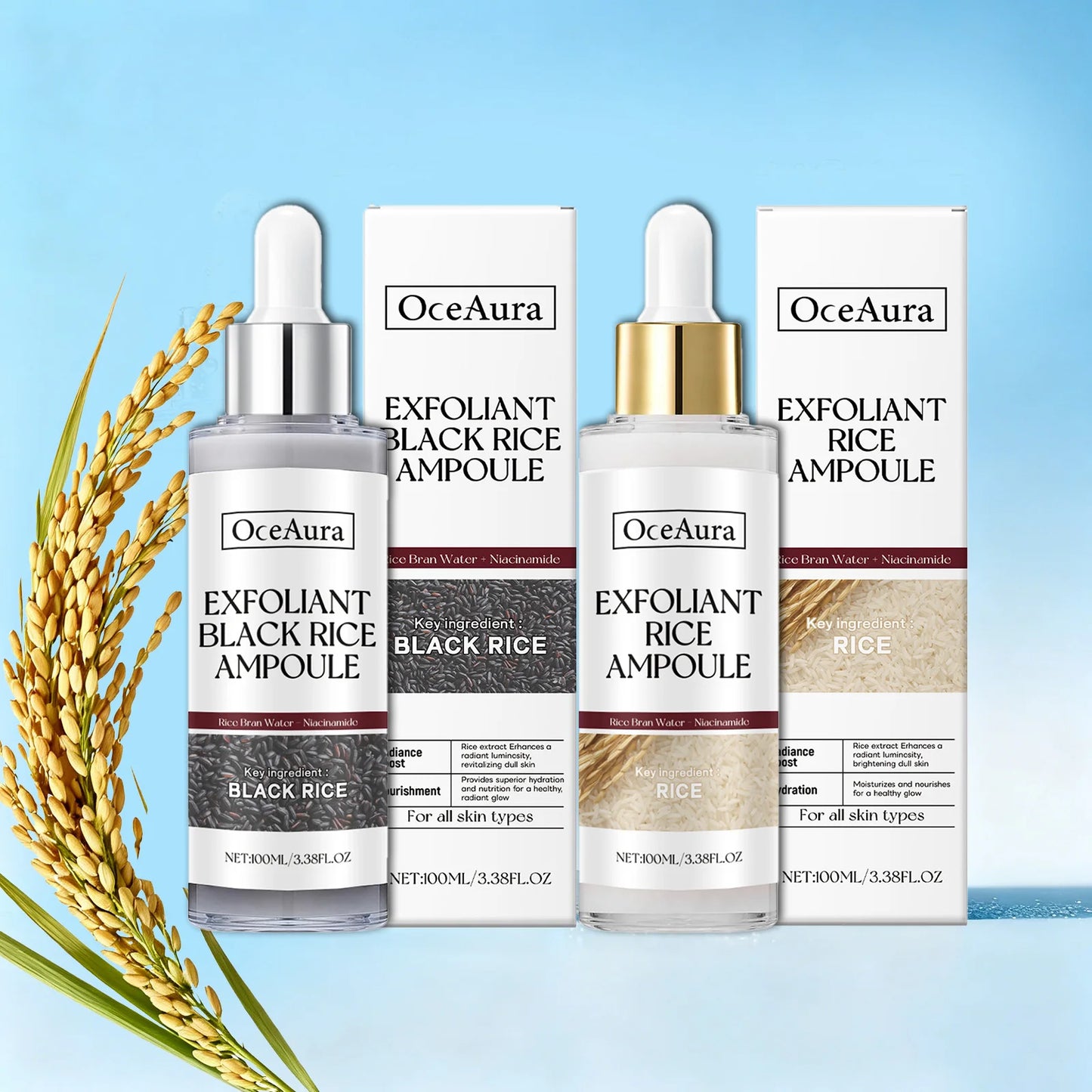 OceAura Rice Exfoliating Ampoule Set | Pore & Glow Serum