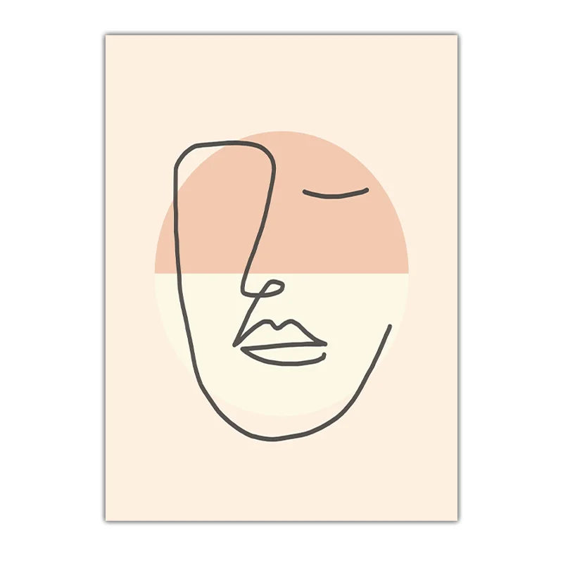 Abstract Women Face Canvas Wall Art | Minimalist Line Poster Canvas Wall Art Peaceful Pleasures Health and Wellness 02 20x25cm No Frame China Mainland