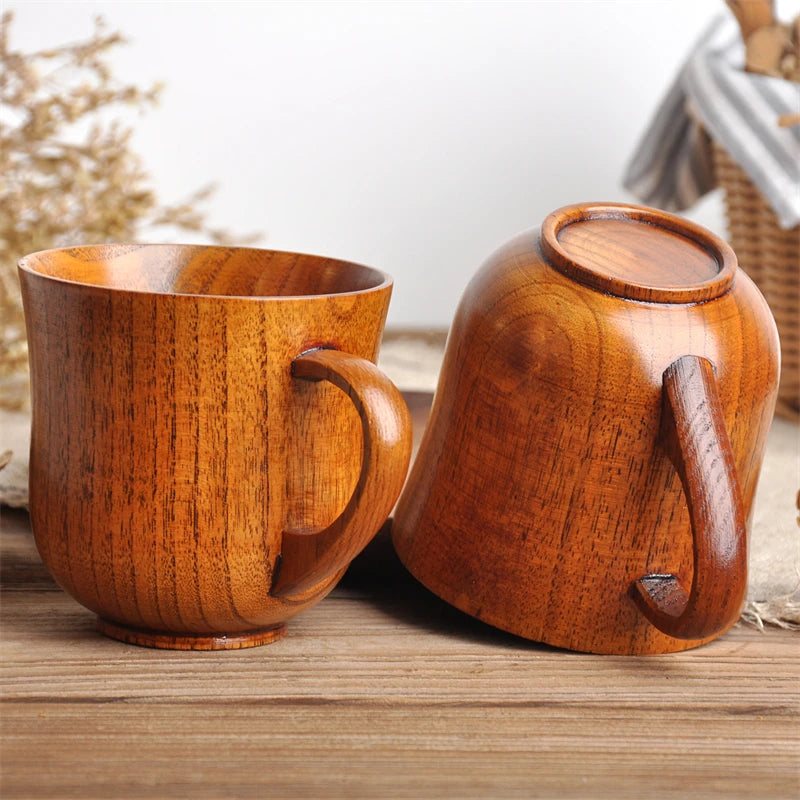 Handmade Natural Wood Mug – Japanese Style Tea, Coffee & Drink Cup, Eco-Friendly