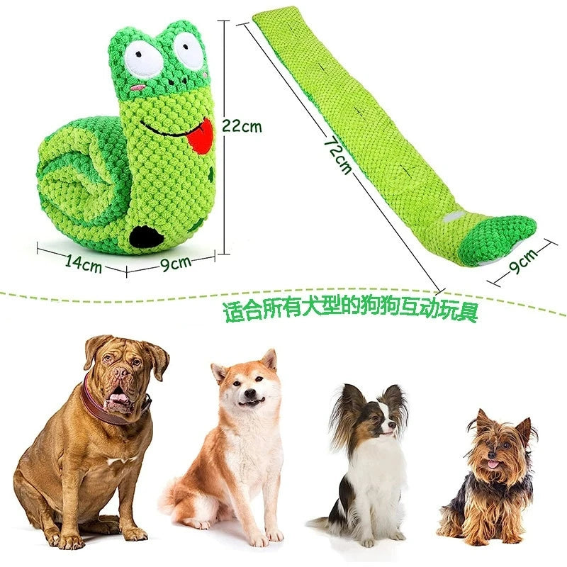 Dog Puzzle Feeder Snail Toy – Squeaky Plush Interactive Puppy