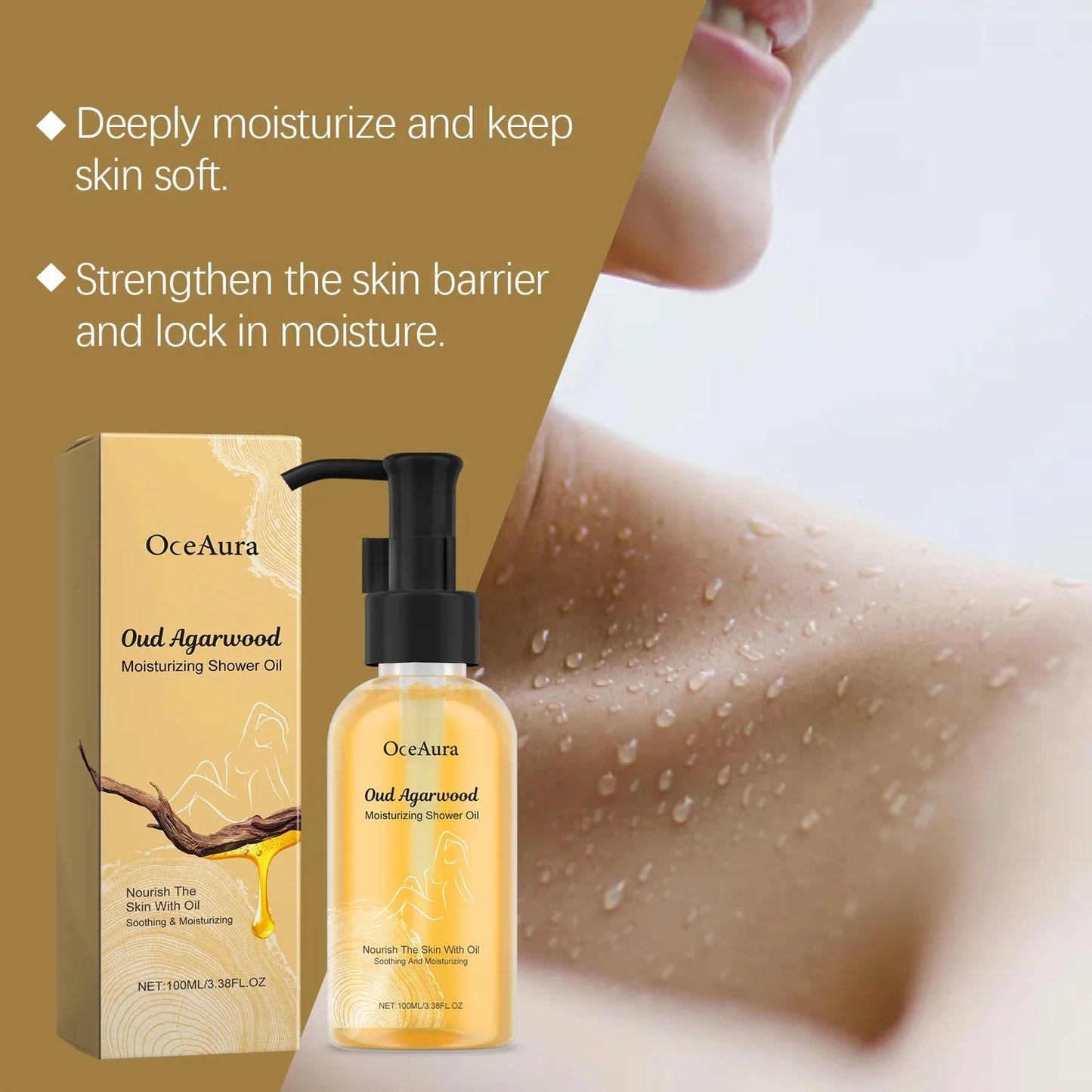 OceAura Exfoliating Body Shower Oil – Ebony Fragrance 100ml