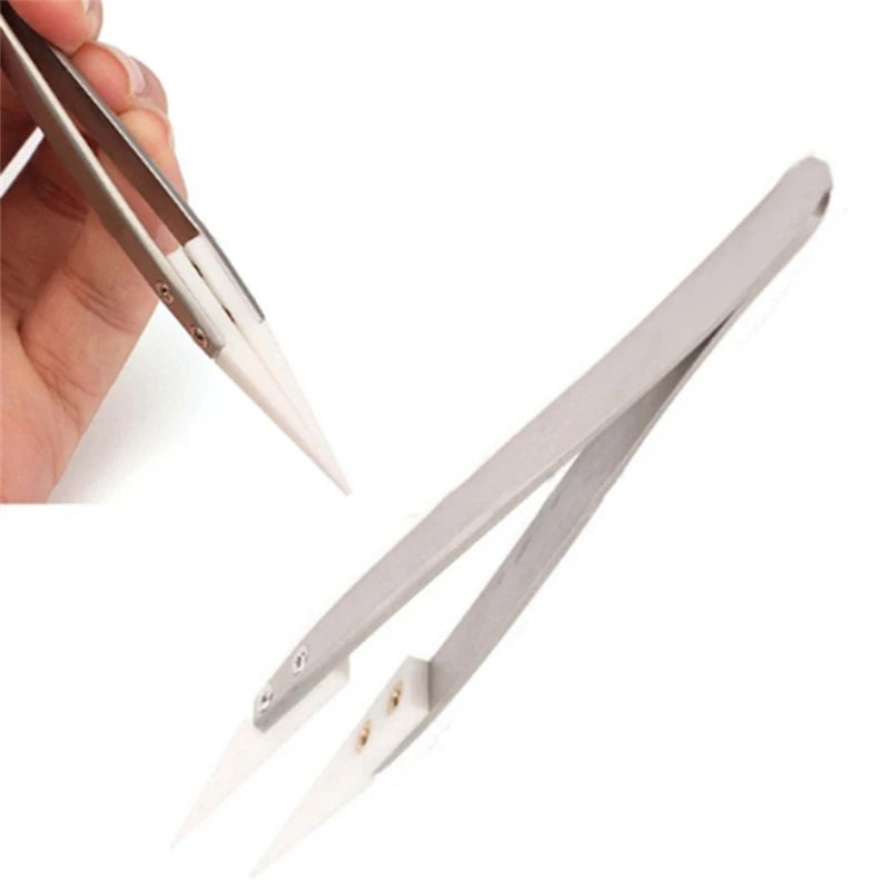 Ceramic Tip Stainless Steel Tweezers | Heat-Resistant Soldering
