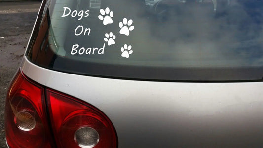 180mm x 125mm DOGS ON BOARD Puppy Animal Lover Pet Vinyl Window Car Sticker Decal Peaceful Pleasures Health and Wellness green