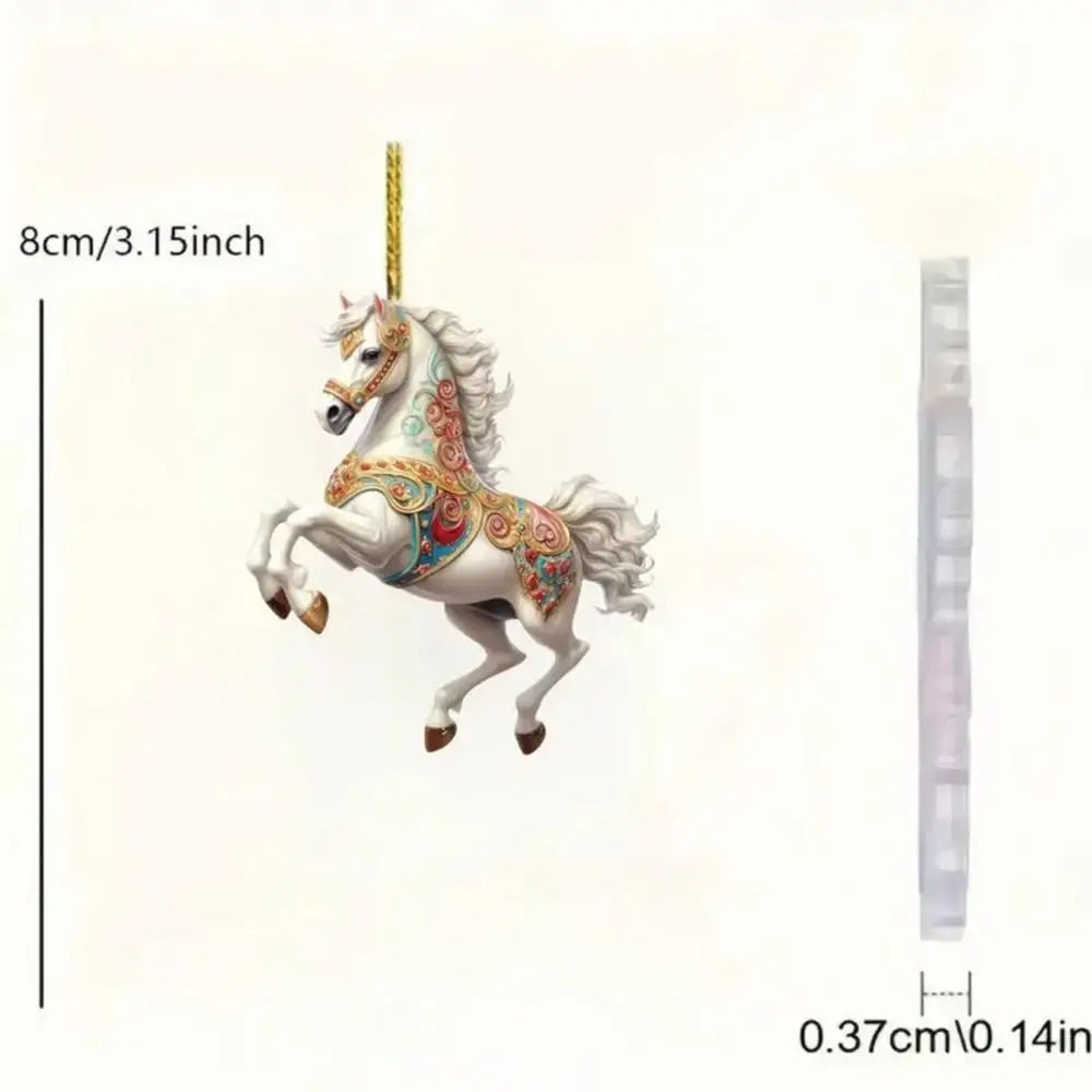 Golden Acrylic Horse Keychain Pendant – Car & Bag Charm Gift