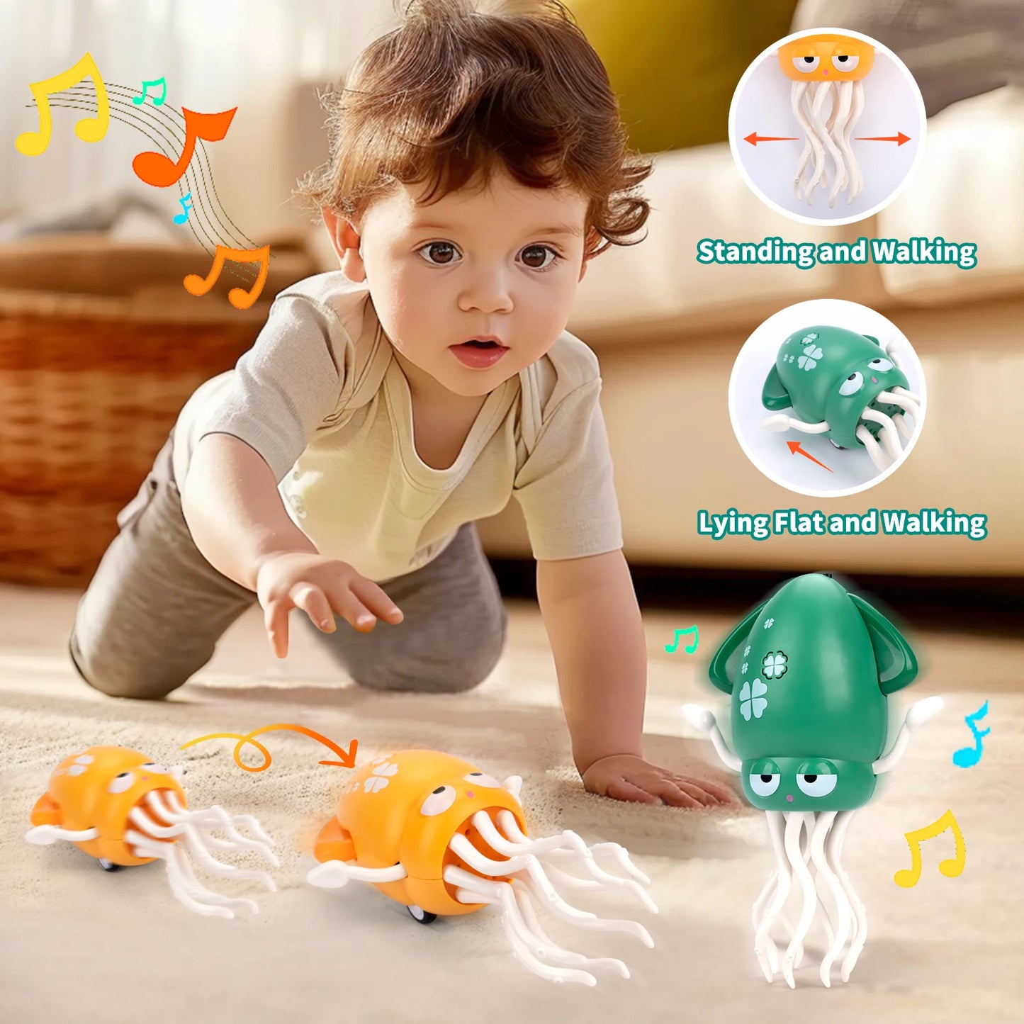 Dancing Squid Induction Lying Flat Light&music Interactive