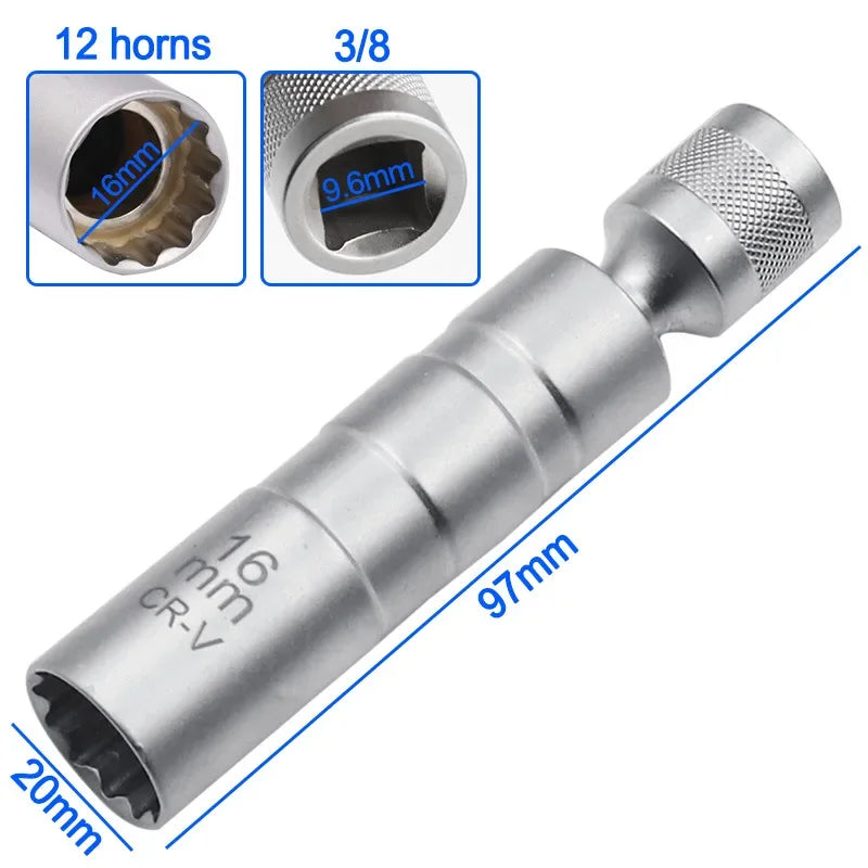 14/16mm Magnetic Spark Plug Socket Wrench Set – 3/8" CR-V Peaceful Pleasures Health and Wellness 16mm