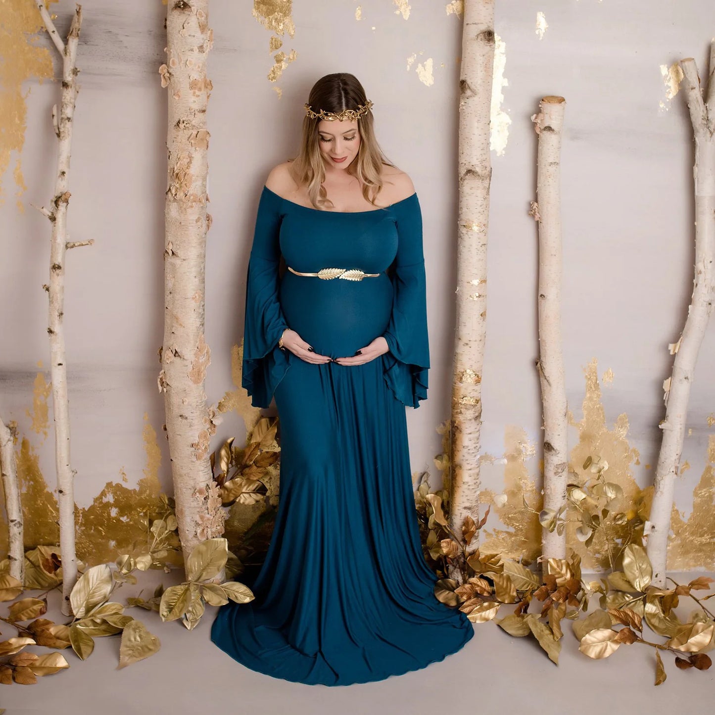 New European and American Mercerized Cotton Maternity Flounce Skirt Photography Dress Peaceful Pleasures Health and Wellness
