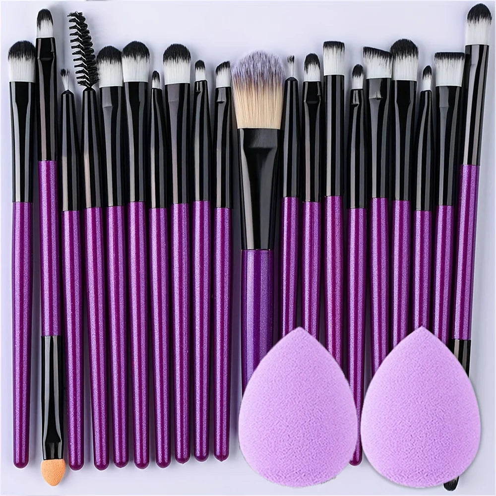 RUNTOIN 20-Piece Makeup Brush Set with 2 Blender Sponges