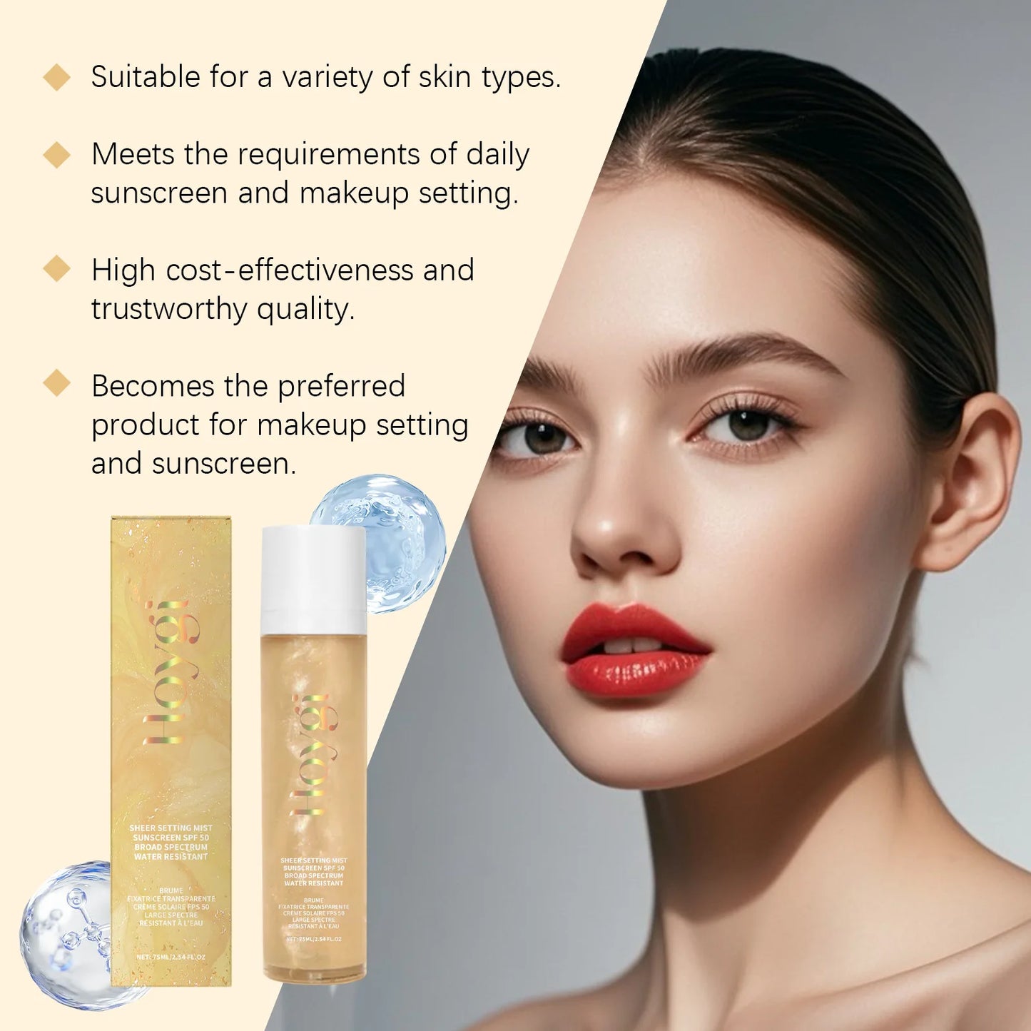 Spf 50+ Setting Sprays for Makeup Waterproof Lasting Oil Control Natural Refreshing Anti UV Sunscreen Finishing Mist Cosmetics Peaceful Pleasures Health and Wellness