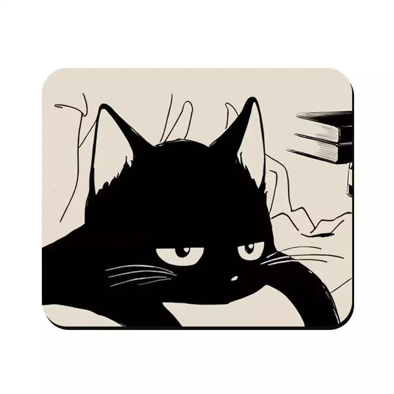 Black Cat Mousepad – Non-Slip Natural Rubber Desk Mat
