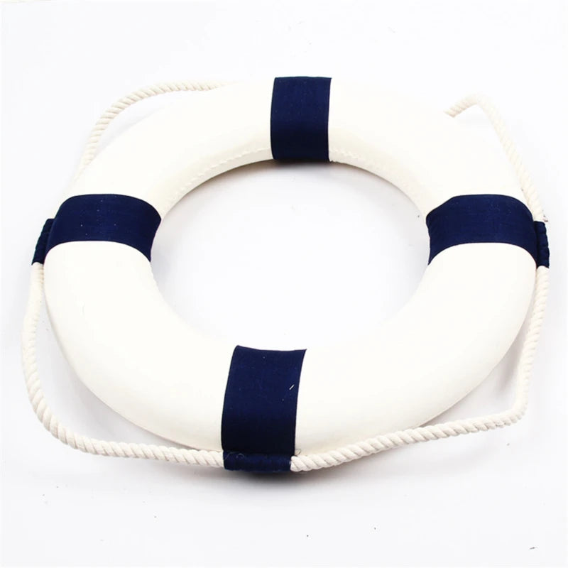 Mediterranean Style Hanging Lifebuoy Decoration Red Blue Creative Nautical Home Ornament for Living Room Wall Beach House Peaceful Pleasures Health and Wellness Blue C