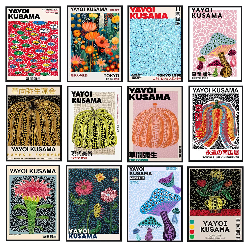 Yayoi Kusama Abstract Pumpkin Canvas Wall Art Print | Unframed