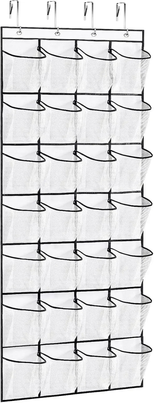 28-Pocket Over-The-Door Shoe Organizer with Metal Hooks, Clear Storage for Shoes and Accessories Peaceful Pleasures Health and Wellness United States